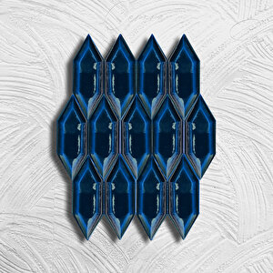 Kütahya Çini Yapı Tasarım 5x15 Feather Serisi Mavi Bose Şekilli Karo
