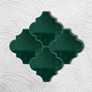 Kütahya Çini Yapı Tasarım 12.4x12 Ottoman Serisi Yeşil Pane Şekilli Karo