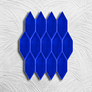 Kütahya Çini Yapı Tasarım 5x15 Feather Serisi Kobalt Pane Şekilli Karo