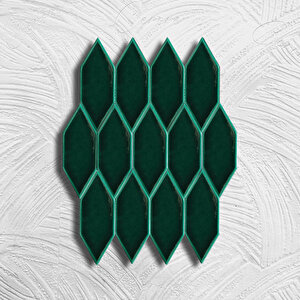 5x15 Feather Serisi Yeşil Pane Şekilli Karo