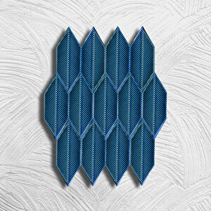 Kütahya Çini Yapı Tasarım 5x15 Feather Serisi Mavi Şekilli Karo