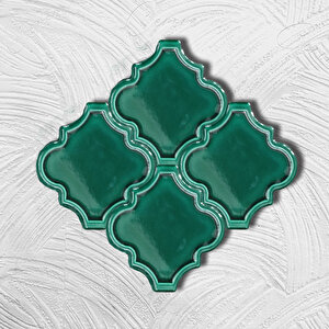Kütahya Çini Yapı Tasarım 12.4x12 Ottoman Serisi Yeşil Rölyef Şekilli Karo