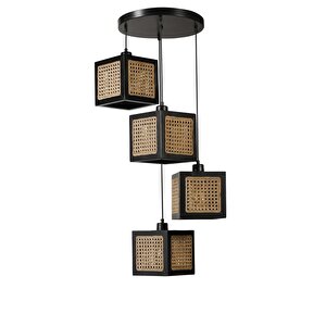 Kumsal 4 Lü Tepsi̇li̇ Si̇yah Rattan Avi̇ze