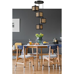 Kumsal 4 Lü Tepsi̇li̇ Si̇yah Rattan Avi̇ze