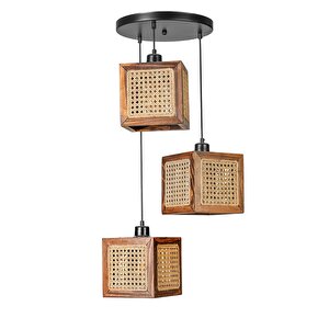 Kumsal 3 Lü Tepsi̇li̇ Cevi̇z Rattan Avi̇ze