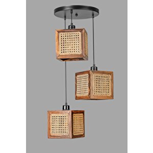 Kumsal 3 Lü Tepsi̇li̇ Cevi̇z Rattan Avi̇ze