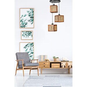 Kumsal 3 Lü Tepsi̇li̇ Cevi̇z Rattan Avi̇ze