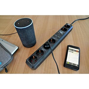 Eco-Line Wifi Özellikli Ses Kontrollü 6 Soketli 1.5 Metre Kablolu Zamanlayıcı Güç Şeridi