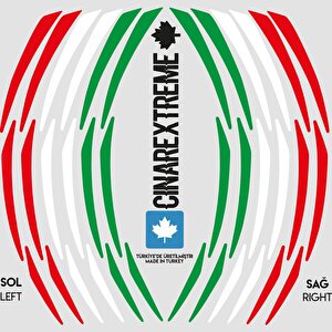 Italy Design Yeşil Beyaz Kırmızı İtalyan Jant Şeridi Sticker Çınar Extreme