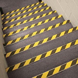 Sarı Siyah Merdiven Kaydırmaz Bant 2.5cmx10m Yapışkanlı Sarı-siyah Zemin Kaymaz Bant 25mm 10  metre