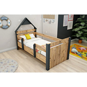 Valerin Çocuk Montessori Karyola Atlantik Çam Antrasit (GİRİŞ SAĞ VE SOL OLARAK KURULABİLİR)-valerin