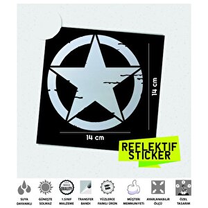 Büyük Boy Eskitilmiş Askeri Yıldız Reflektif Sticker Çınar Extreme