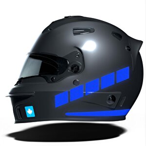 Şerit Tasarımlı Reflektif Mavi Motosiklet Kask Sticker Çınar Extreme