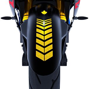 Moto Rider 4'lü Sticker Seti Reflektif Sarı İç Dış Jant Şeridi Kask Ve Çamurluk Çınar Extreme