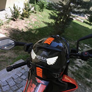 Ok Tasarımlı Floresan Turuncu Çamurluk Kask Sticker Çınar Extreme