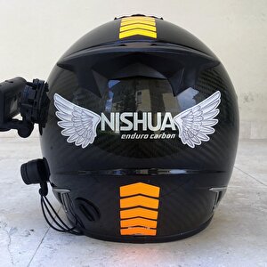 Ok Tasarımlı Floresan Turuncu Çamurluk Kask Sticker Çınar Extreme