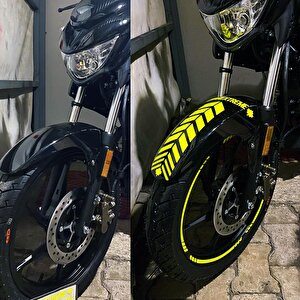 Moto Rider 4'lü Sticker Seti Floresan Sarı İç Dış Jant Şeridi Kask Ve Çamurluk Çınar Extreme