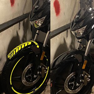 Moto Rider 4'lü Sticker Seti Floresan Sarı İç Dış Jant Şeridi Kask Ve Çamurluk Çınar Extreme