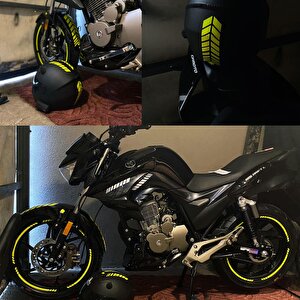 Moto Rider 4'lü Sticker Seti Floresan Sarı İç Dış Jant Şeridi Kask Ve Çamurluk Çınar Extreme