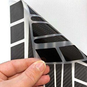 Şerit Tasarımlı Siyah Karbon Fiber Dokulu Motosiklet Kask Sticker Çınar Extreme