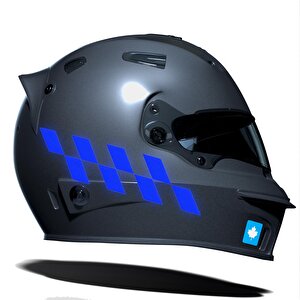 Reflektif Mavi Damalı Kask Motosiklet Sticker Takımı Çınar Extreme
