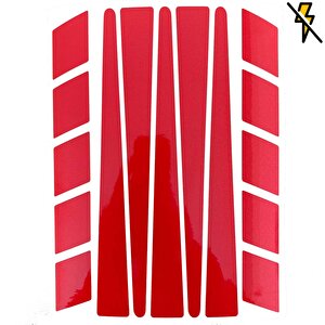Şerit Tasarımlı Reflektif Kırmızı Motosiklet Kask Sticker Çınar Extreme