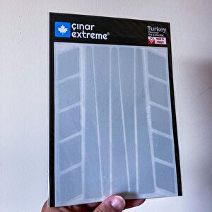 Şerit Tasarımlı Reflektif Gri Motosiklet Kask Sticker Çınar Extreme