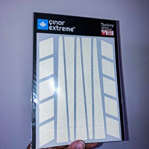 Şerit Tasarımlı Reflektif Gri Motosiklet Kask Sticker Çınar Extreme