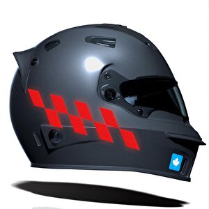 Reflektif Kırmızı Damalı Kask Motosiklet Sticker Takımı Çınar Extreme