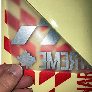 Reflektif Kırmızı Damalı Kask Motosiklet Sticker Takımı Çınar Extreme