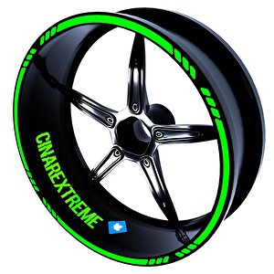 Moto Rider 4'lü Sticker Seti Floresan Yeşil İç Dış Jant Şeridi Kask Ve Çamurluk Çınar Extreme