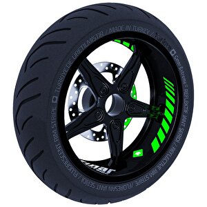 Moto Rider 4'lü Sticker Seti Floresan Yeşil İç Dış Jant Şeridi Kask Ve Çamurluk Çınar Extreme