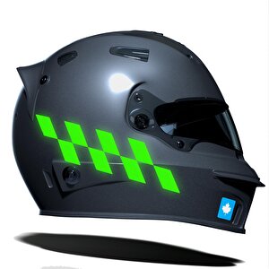Floresan Yeşil Damalı Kask Motosiklet Sticker Takımı Çınar Extreme