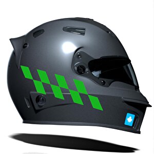 Orman Yeşili Damalı Kask Motosiklet Sticker Takımı Çınar Extreme