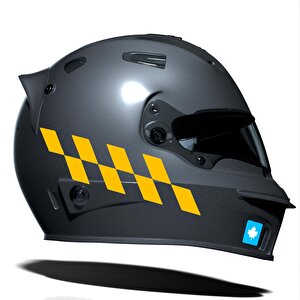 Taksi Sarısı Damalı Kask Motosiklet Sticker Takımı Çınar Extreme