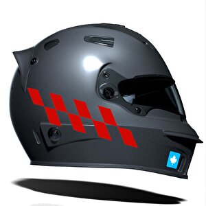 Bayrak Kırmızı Damalı Kask Motosiklet Sticker Takımı Çınar Extreme