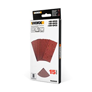 Wa2029 185x95mm 60, 80, 120 Kum, 15 Adet Cırtlı Universal Zımpara Kâğıdı Seti