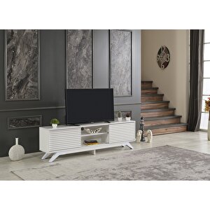 Homedora Luxia Sürgülü Kapaklı Tv Sehpası Beyaz
