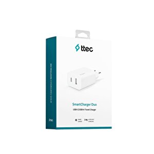 Ttec Smartcharger Duo Usb-c+usb-a Seyahat Şarj Aleti 2.4a Beyaz - 2scs25b