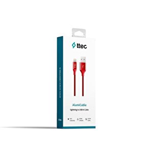 Ttec Alumicable Lightning Kablo Kırmızı 1.2m - 2dk16k