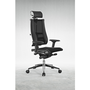 Yoga Deri - Fileli Çelik Müdür / Yönetici Koltuğu - Ofis Sandalyesi Y-4df-b2-14d