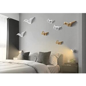 Dekoratif Tekli Kuş Modern Duvar Askılık Ev Dekorasyon Kuş Duvar Dekoru Beyaz