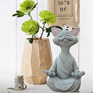 Dekoratif Yoga Yapan Kedi Biblo Meditasyon Kedi Heykeli Ev Dekoru