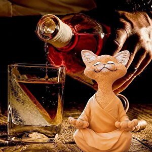Dekoratif Yoga Yapan Kedi Biblo Meditasyon Kedi Heykeli Ev Dekoru Turuncu