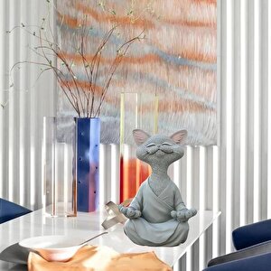 Dekoratif Yoga Yapan Kedi Biblo Meditasyon Kedi Heykeli Ev Dekoru