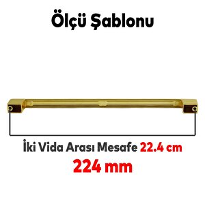 Gölcük (224 Mm - 22.4 Cm) Gold Altın Mobilya Mutfak Çekmece Dolap Dolabı Metal Kulpu Kulbu Kulpları