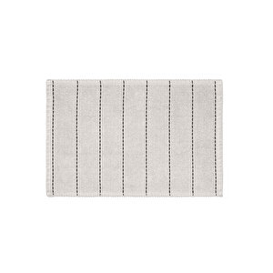 Basic Stripe Doğal Pamuklu 2'li Banyo Kilim Seti 60x100+50x60 Cm Ekru / Lacivert Çizgili