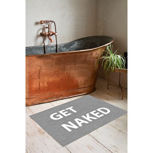 Yıkanabilir Get Naked Banyo Halısı Banyo Paspası Tek Parça(60x100) Dc-8031 Gri