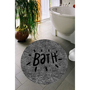 Dijital Baskı Kaymaz Taban Yıkanabilir Bath Yazılı Banyo Paspası Dc-8025.gri 8025.gri̇ Gri
