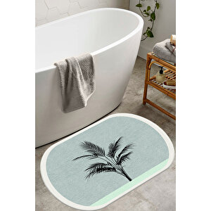 Decomia Home Bath Yıkanabilir Kaymaz Yaprak Desenli Banyo Paspası Banyo Halısı (60x100)